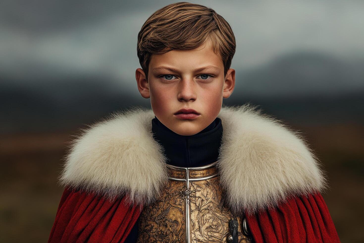 Young King in Regal Attire A Majestic Portrait photo