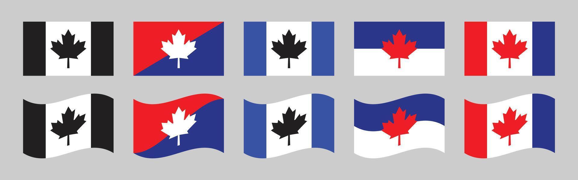 Collection of Canadian Flag Variations, Including Waving Flags. vector