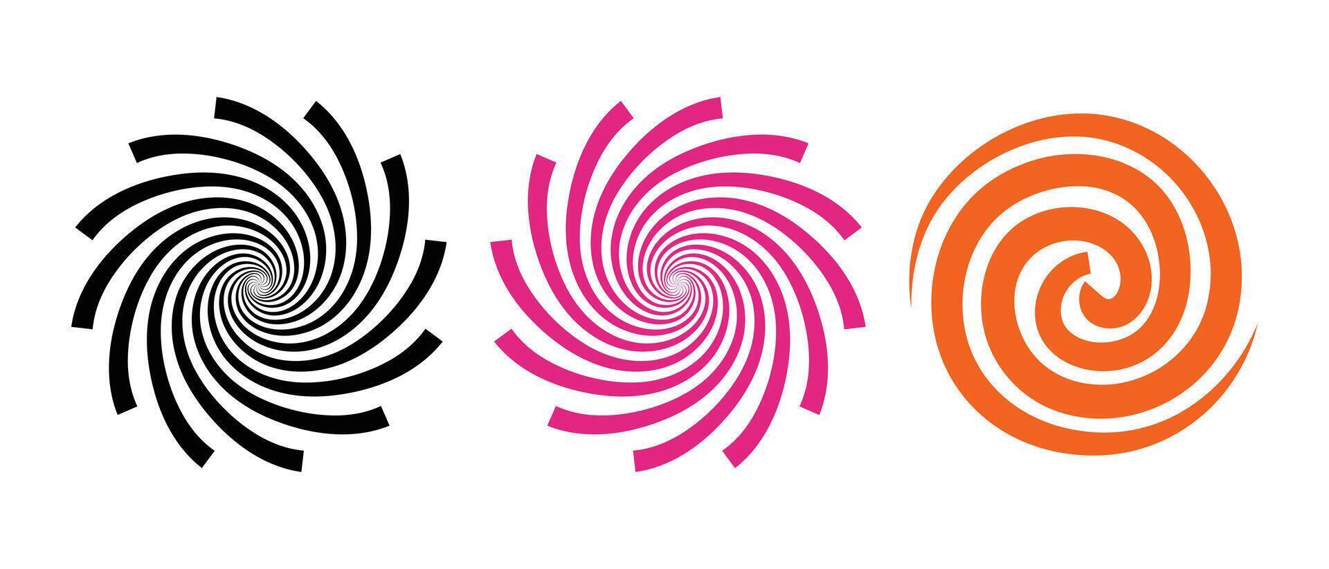 Flat spiral circle design on isolated white background. vector