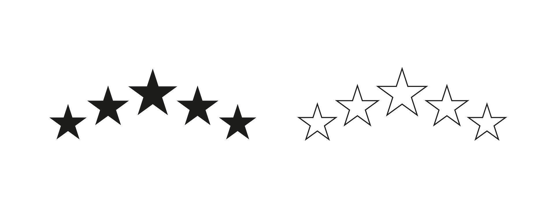 Black Star Rating Icons in half circle shape for Website or App. vector