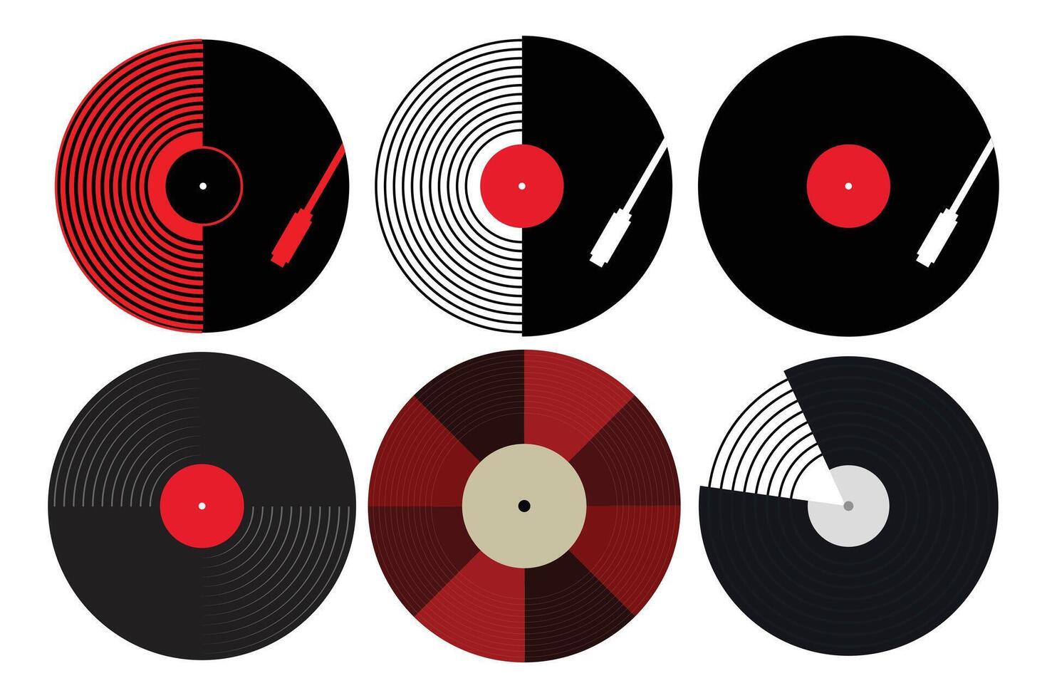 Vinyl Record Icon Red and Black. Arts Culture and Entertainment Audio Equipment. vector