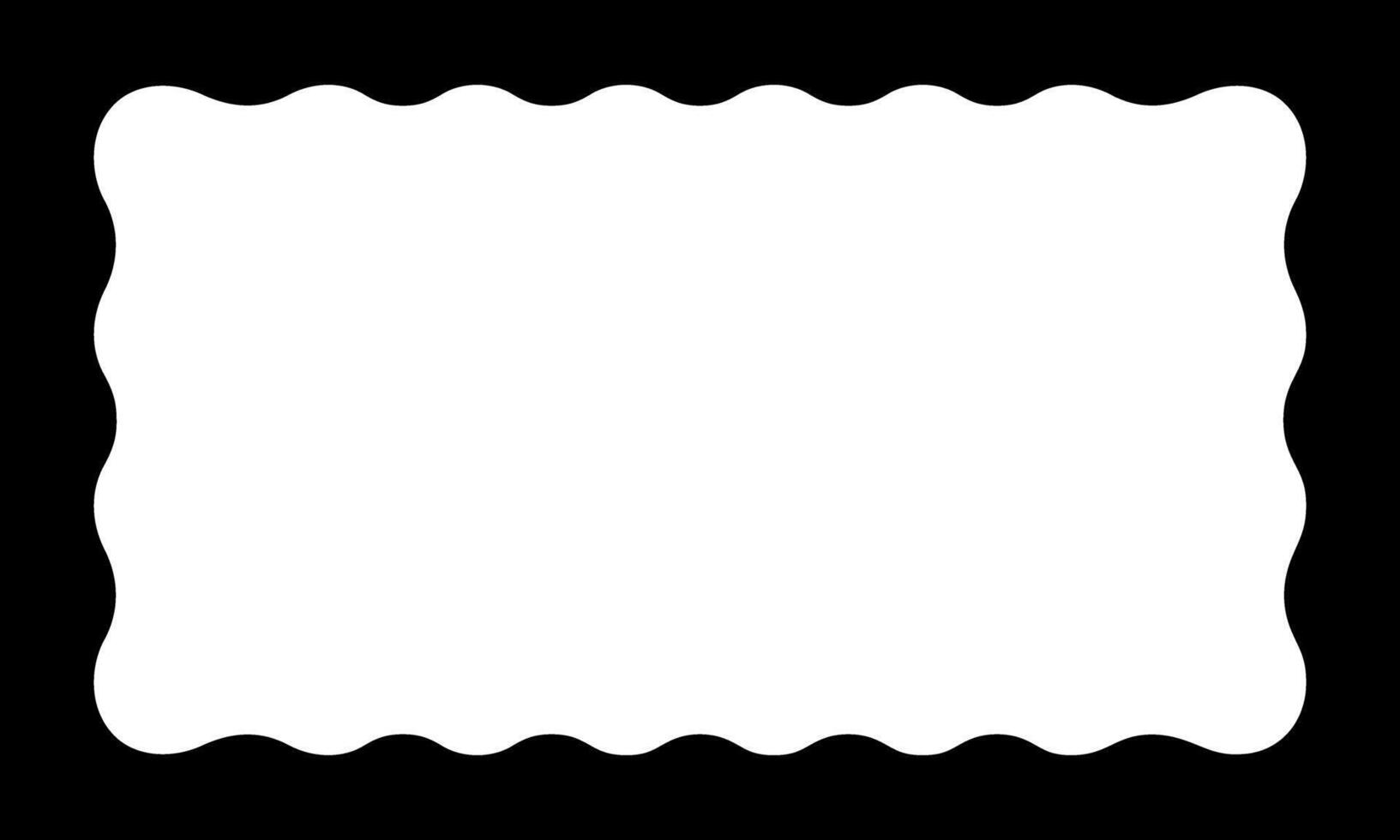 Rectangular shape with undulated inside edges. Rectangle frame with wavy inner borders. Mirror, picture or photo frame, empty text box or tag isolated on white background. illustration vector