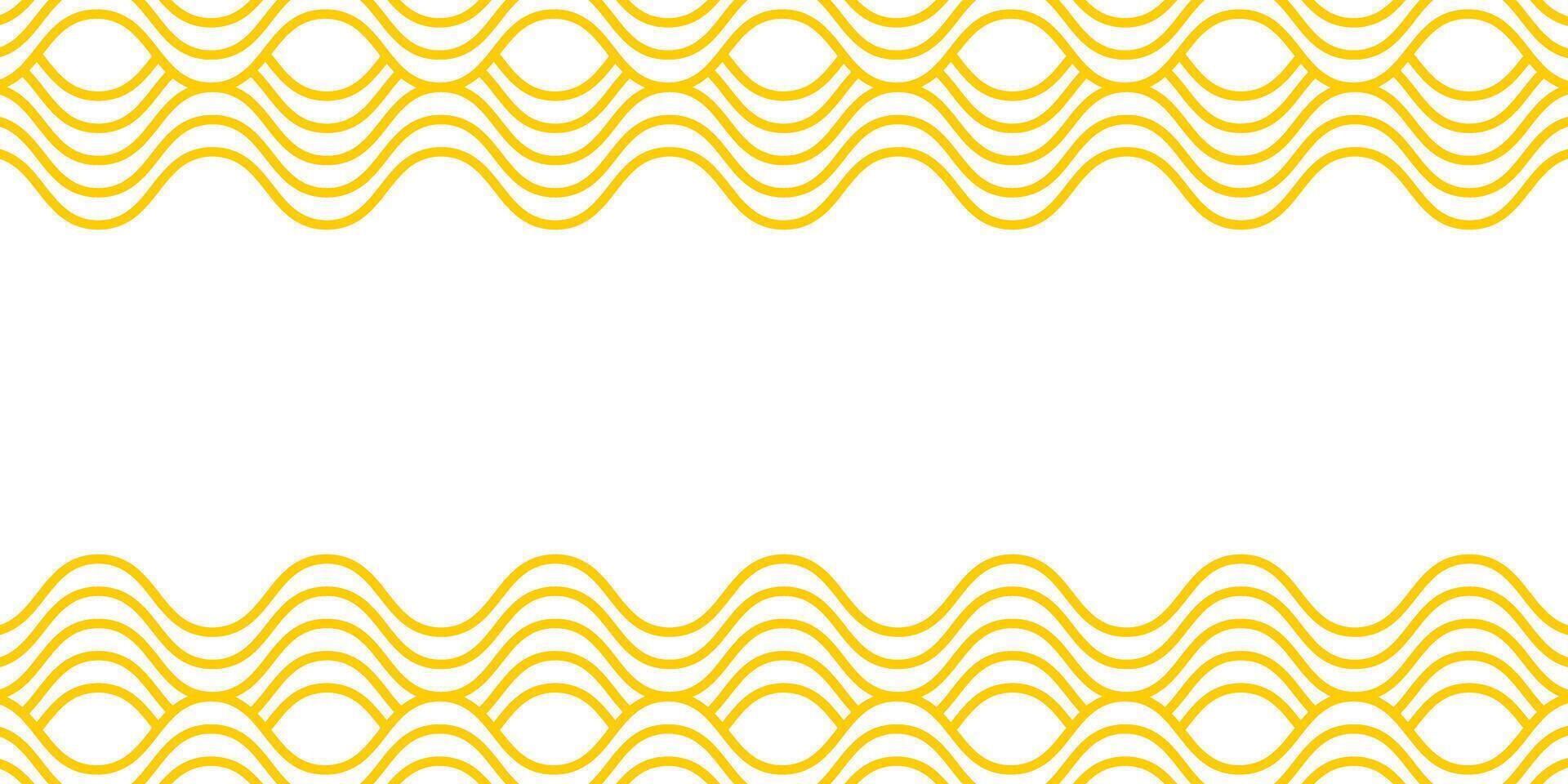 Wavy yellow horizontal lines. Pasta, tagliatelle or capellini background with empty space. Ramen or noodle pattern. Curvy spaghetti wallpaper. Italian or Chinese food print. flat illustration vector
