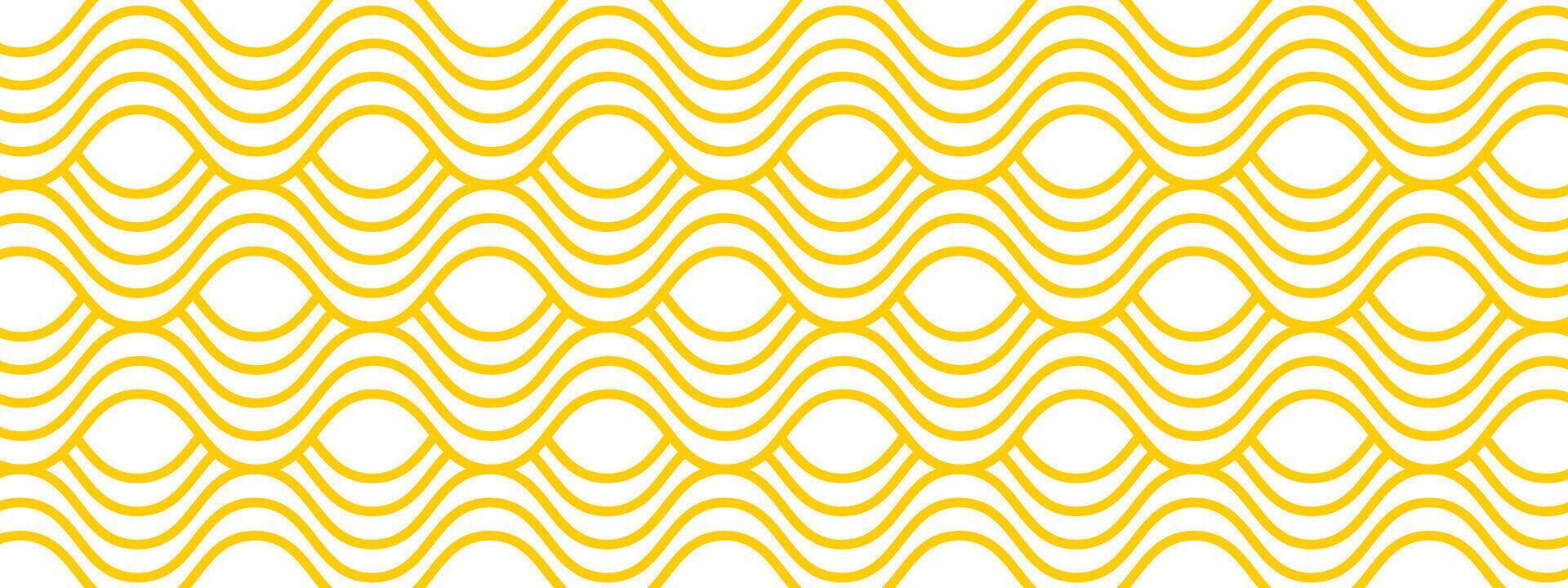 Curvy yellow horizontal lines. Ramen or noodle pattern. Pasta, tagliatelle or capellini background. Undulate spaghetti texture. Traditional Italian, Chinese of Japan food print. illustration vector