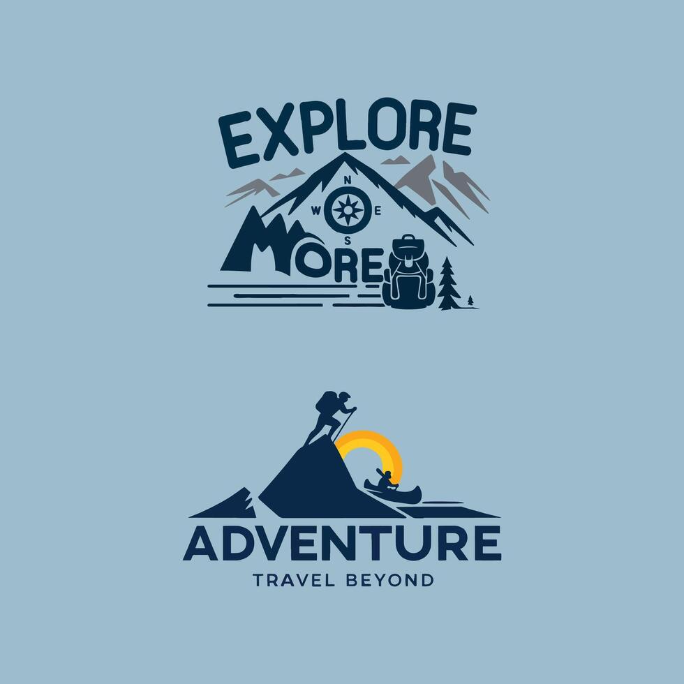 Explore More Adventure Awaits outdoor logo design vector