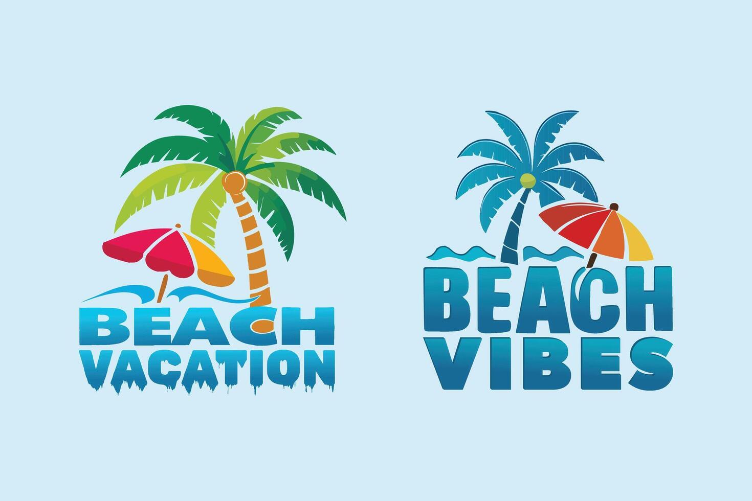 Summer Beach Vibes and Vacation Logos vector