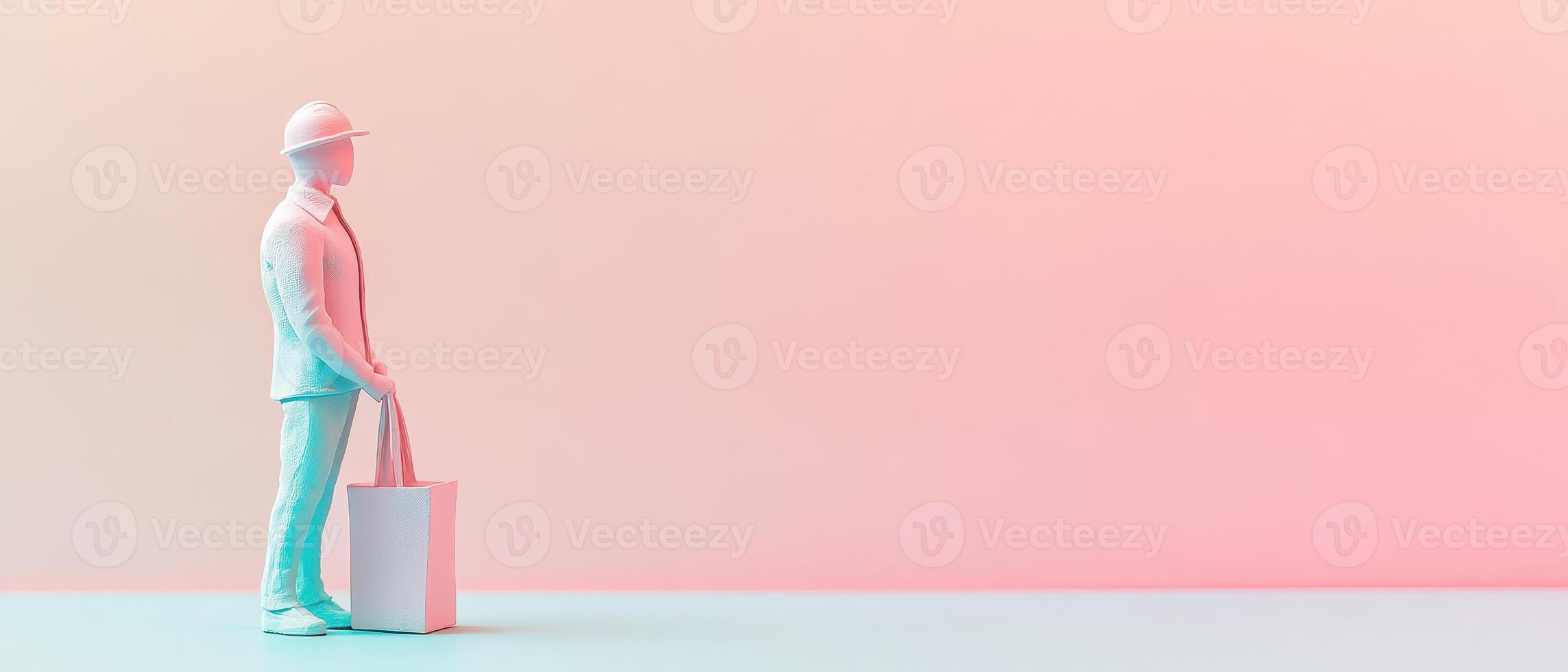 Worker with tool bag in modern style photo