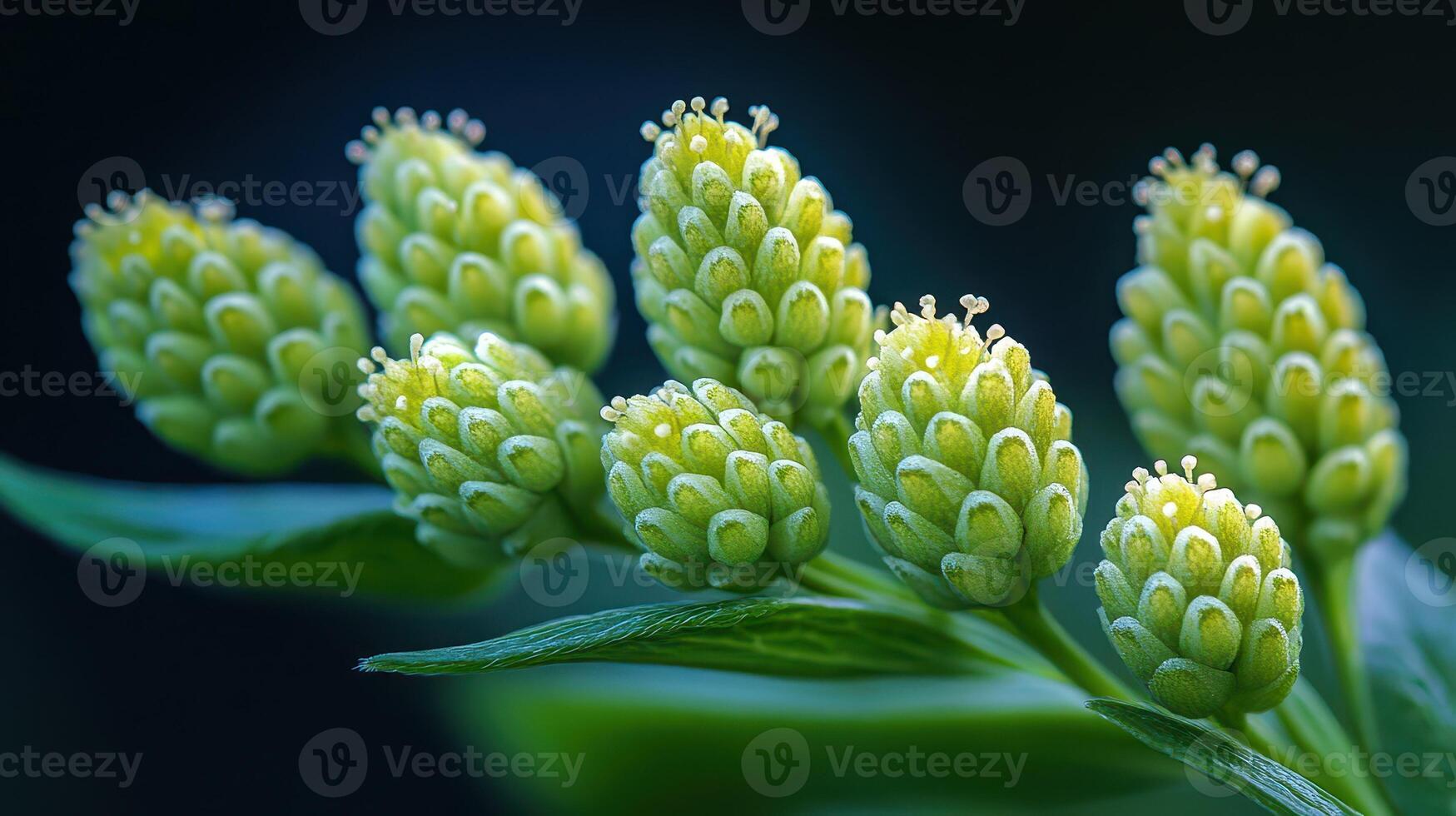 Green buds on dark background photo