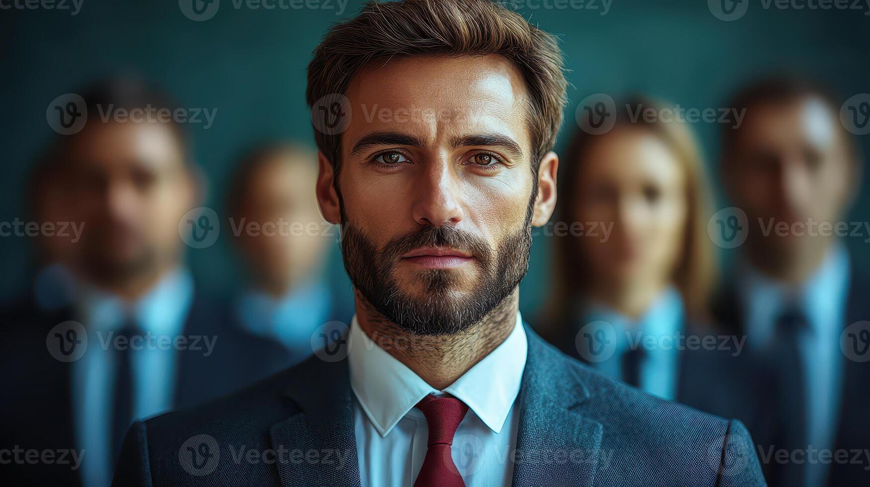 Confident businessman stands out among colleagues photo