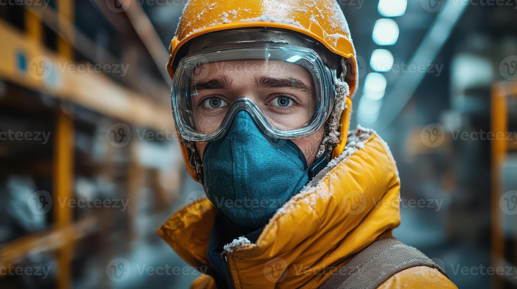 Worker in safety gear readies for tough job photo