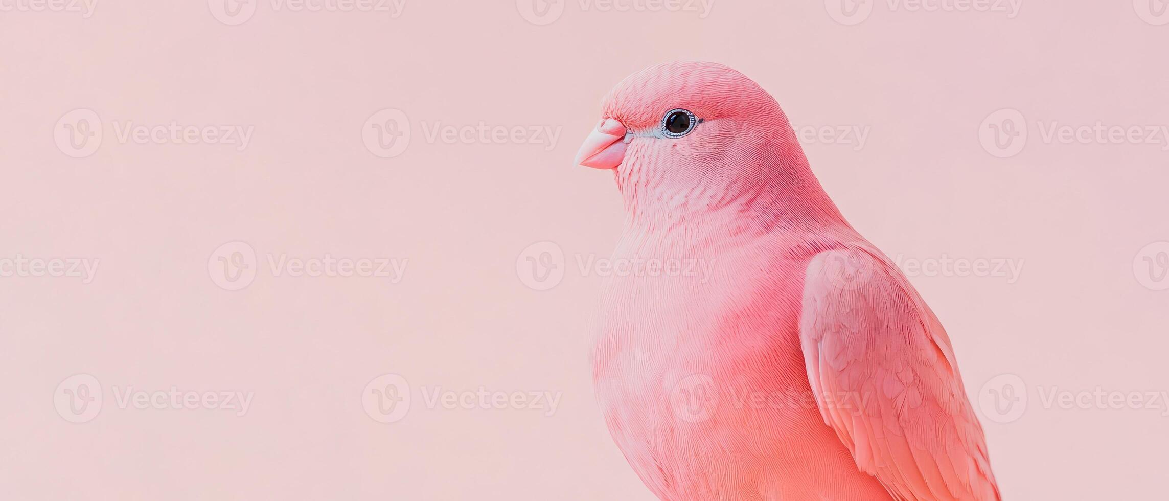 Unique pink bird perched against soft background photo