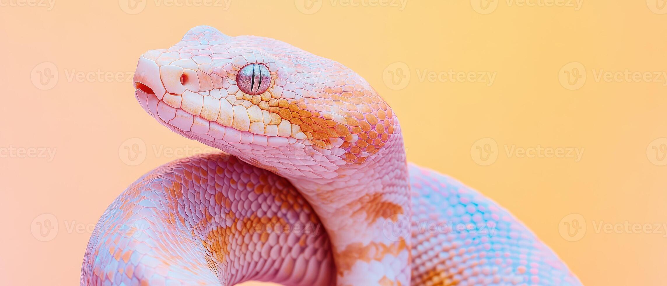 Colorful python snake on pastel background photo