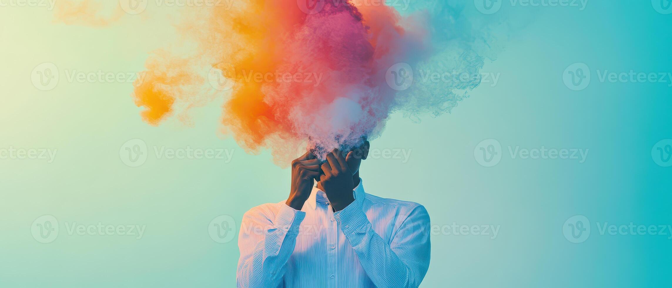 Colorful smoke transforms expression photo