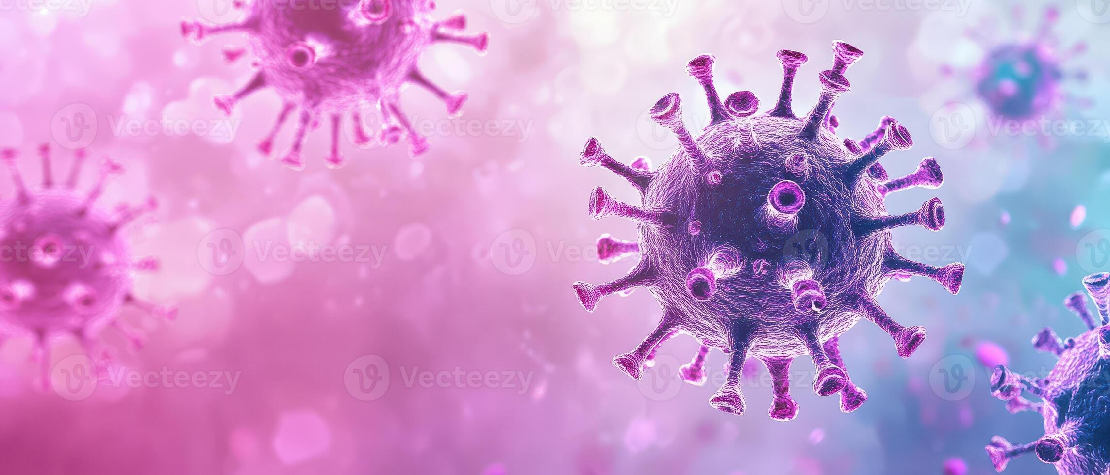 Virus cells under a colorful background in detail photo