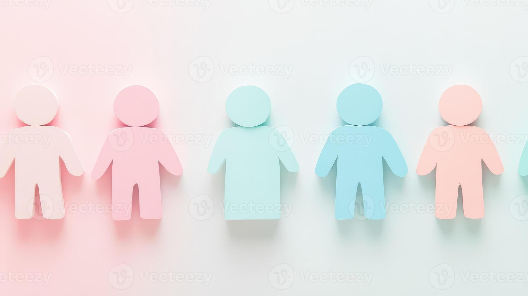 Colorful paper cutouts of diverse figures in a row photo