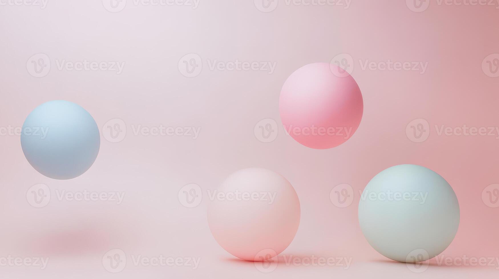 Colorful spheres on pastel background photo