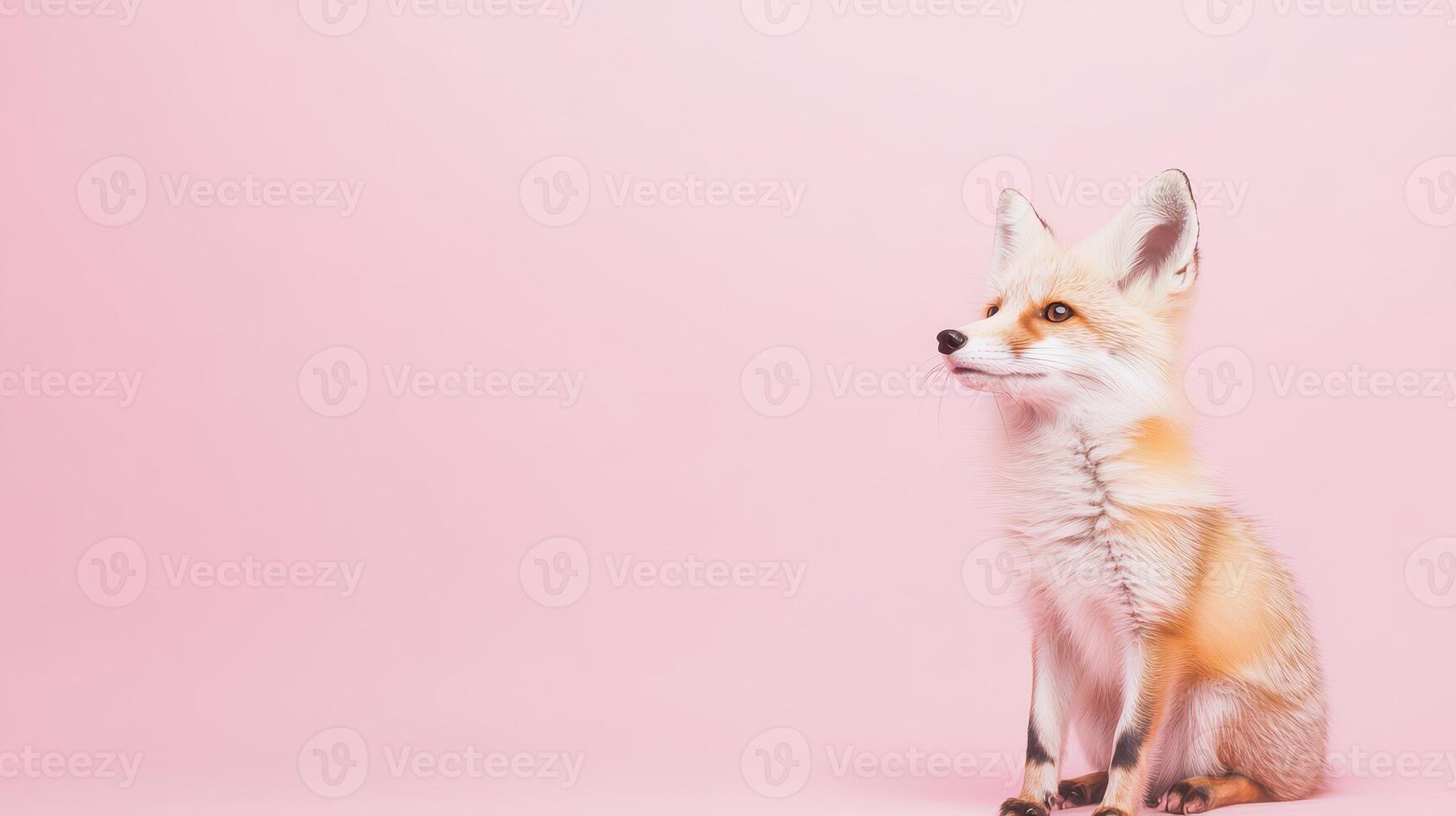 Fox posed on soft pink backdrop photo