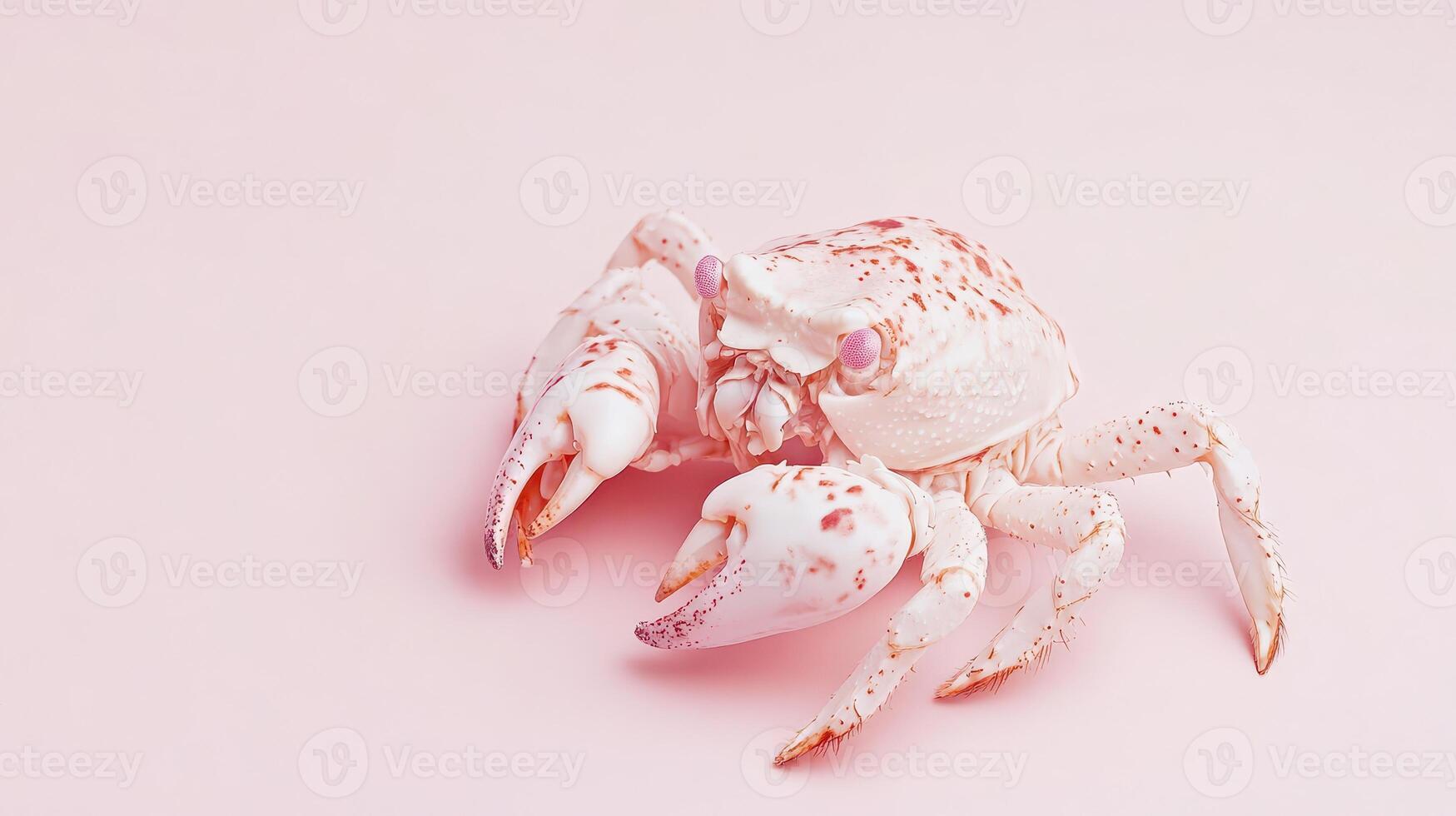 Unique white crab on a soft pink background photo
