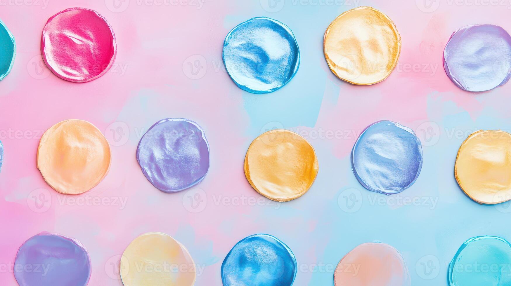 Vibrant paint blobs on pastel backdrop photo