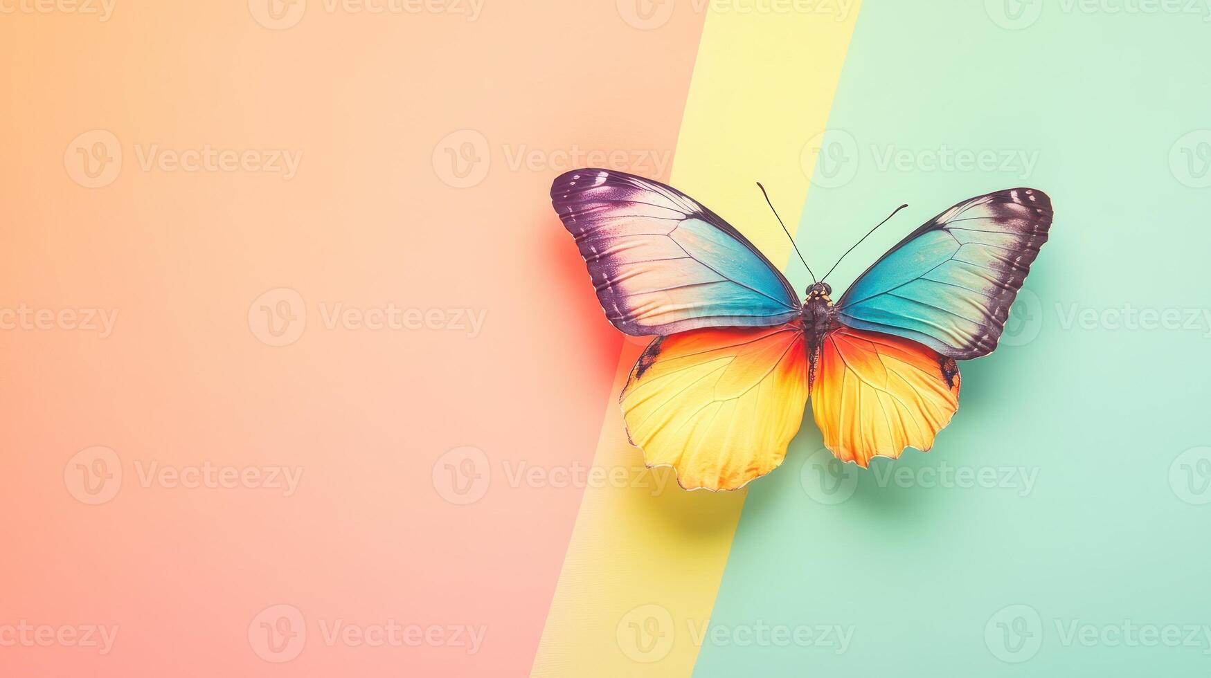 Colorful butterfly perched on vibrant background photo