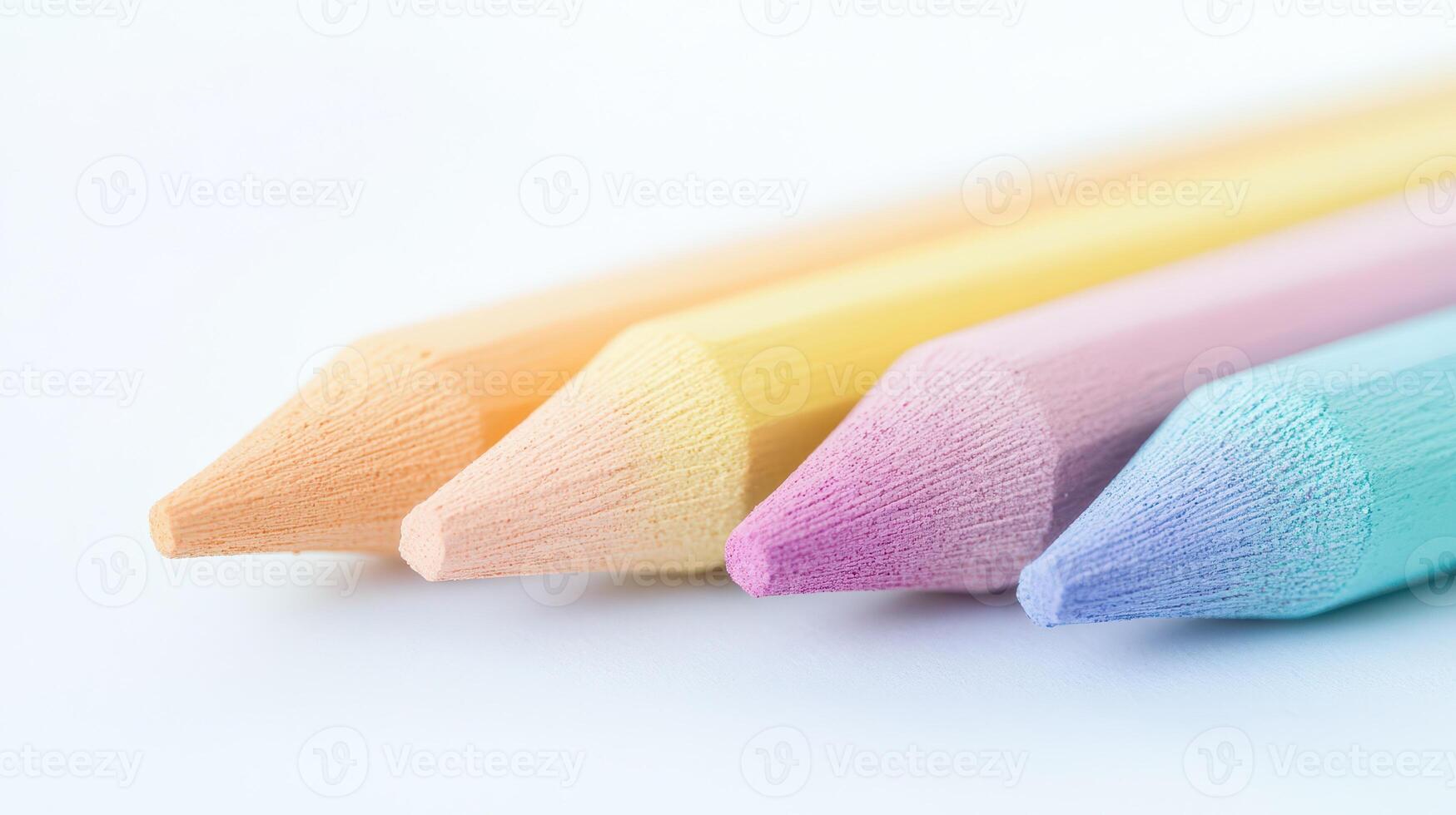 Colorful pastel pencils arranged in a line photo