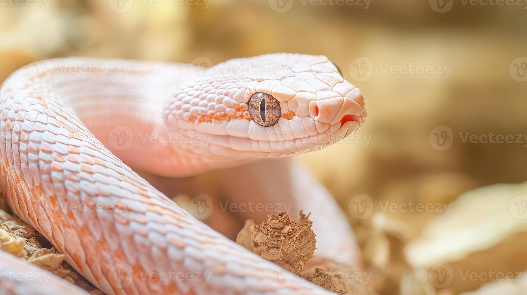 Colorful snake resting on substrate photo