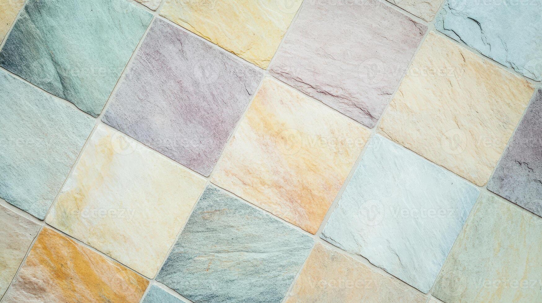 Vibrant stone tiles form a unique floor photo