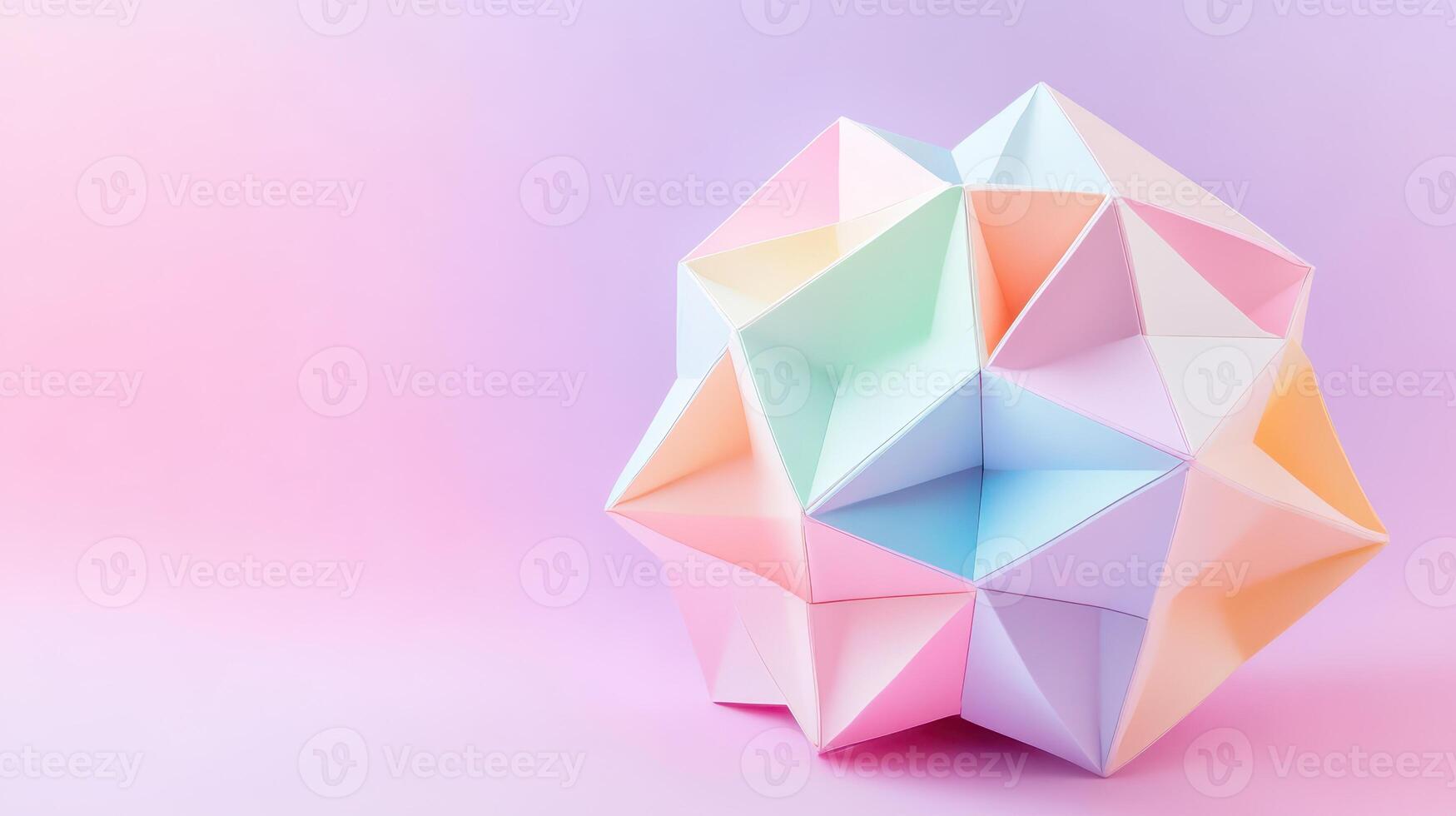 Colorful geometric paper art on pastel photo