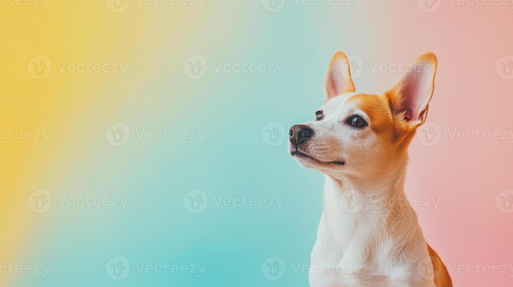 Curious dog against a colorful backdrop photo