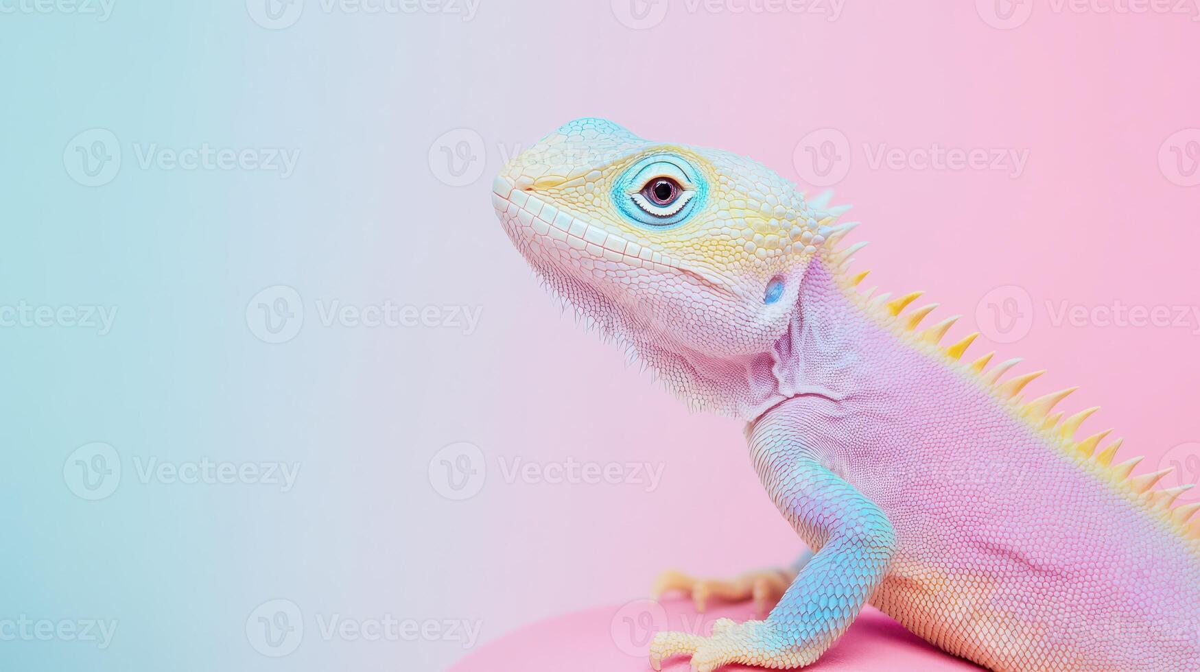 Vibrant lizard on soft backdrop photo