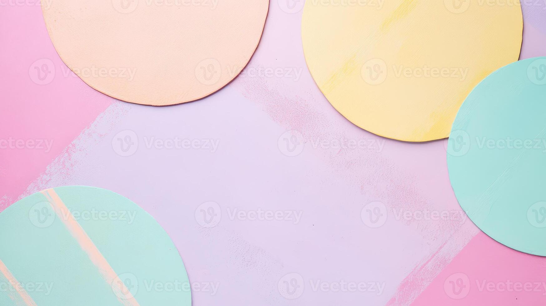 Colorful circles arranged on a pastel background photo