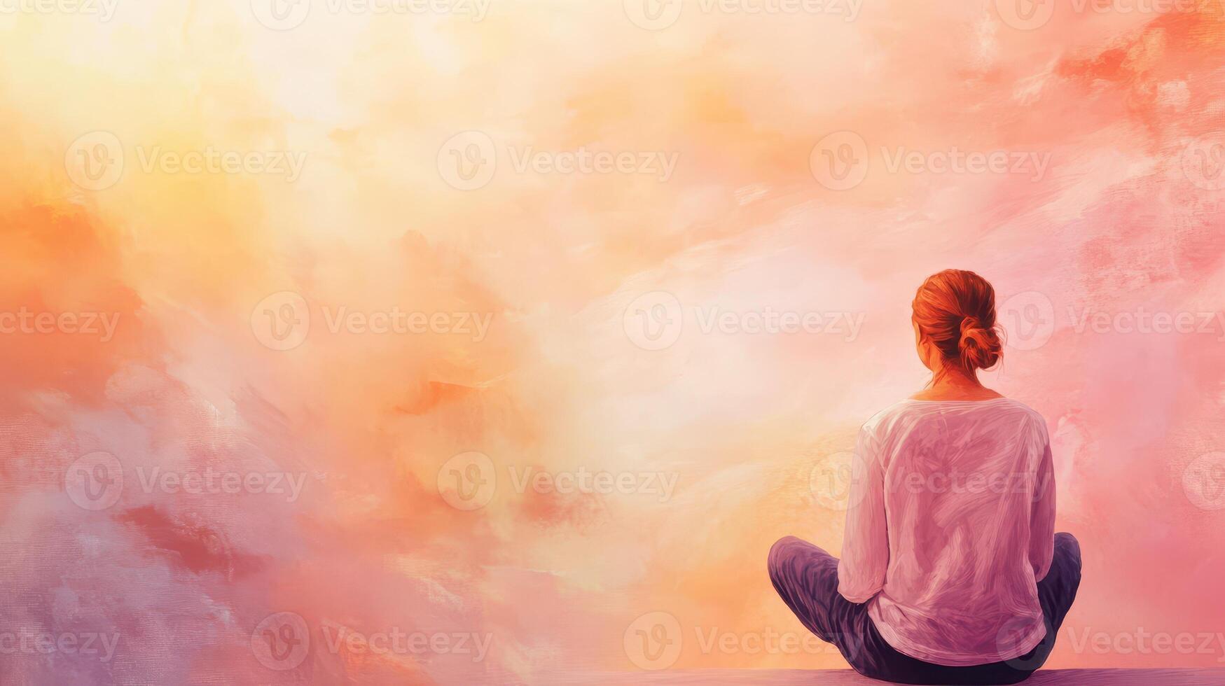 Contemplation during a serene sunset moment photo