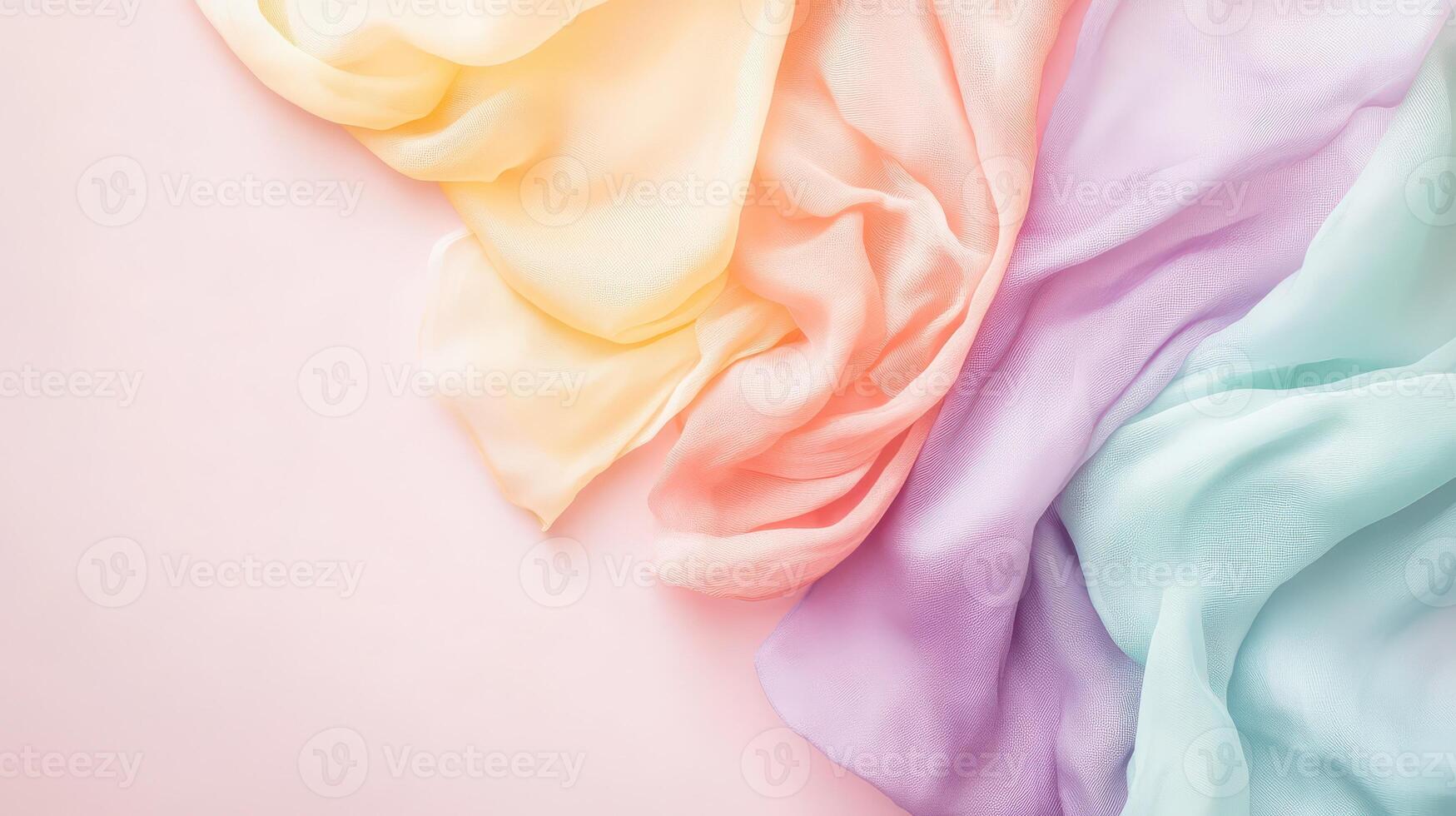 Pastel draped fabric on a light backdrop photo