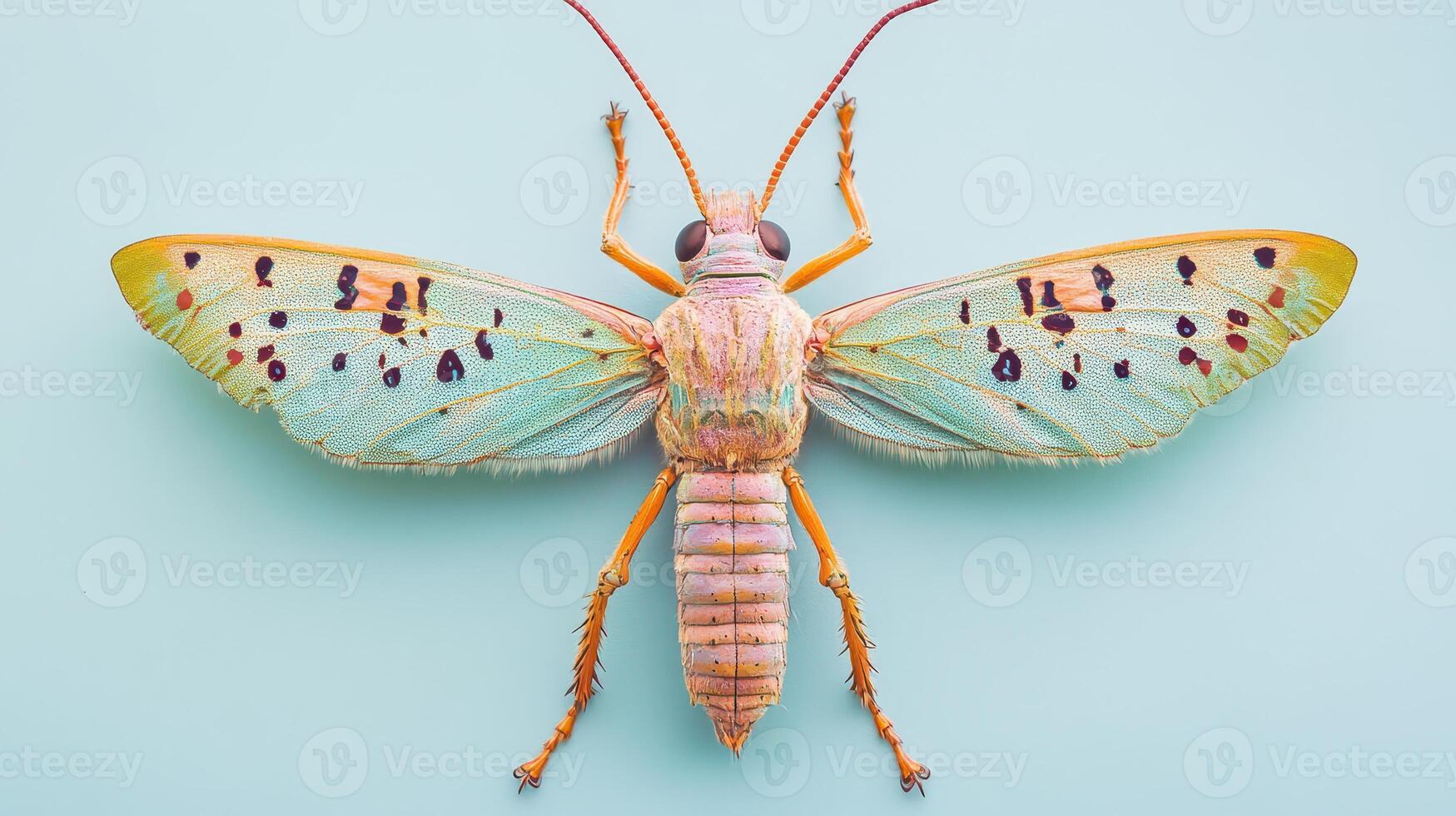 Colorful moth close up on light background photo