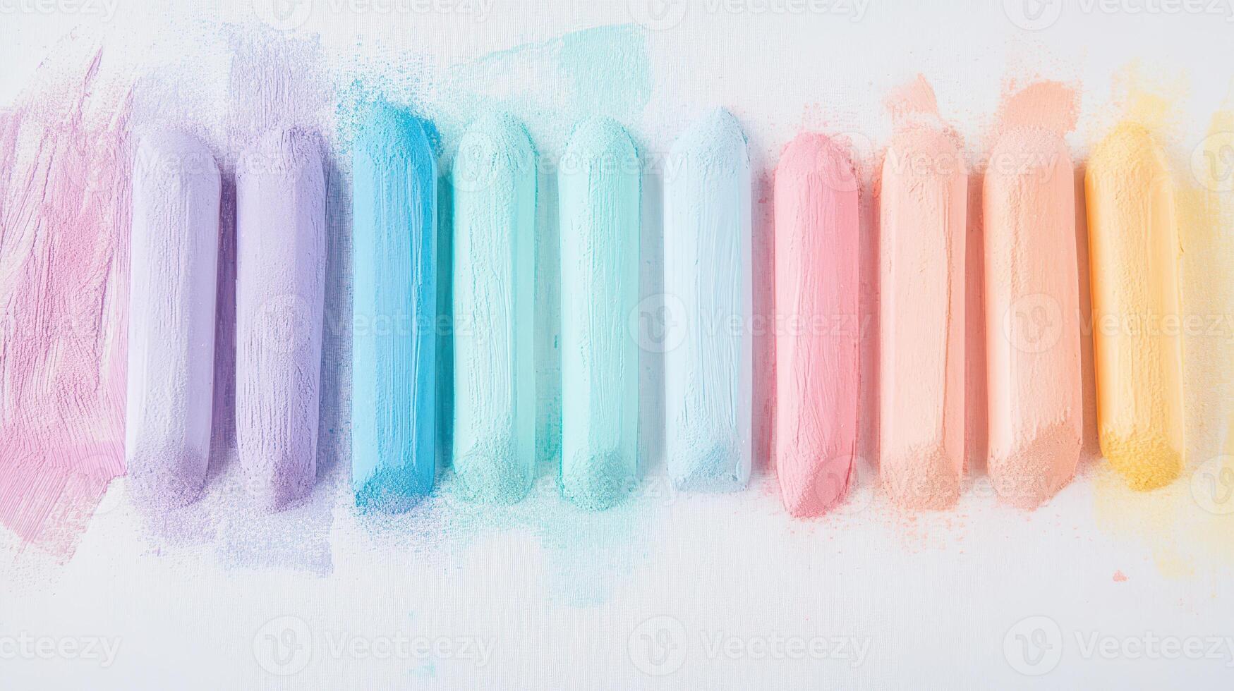 Pastel chalks arranged on a white background photo