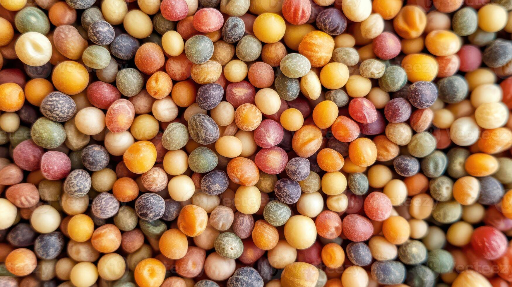 Colorful seeds in various shapes and sizes photo