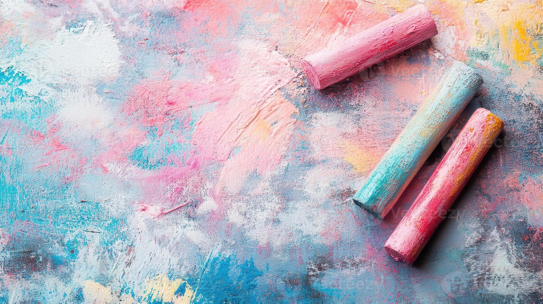 Vibrant chalks on colorful textured background photo