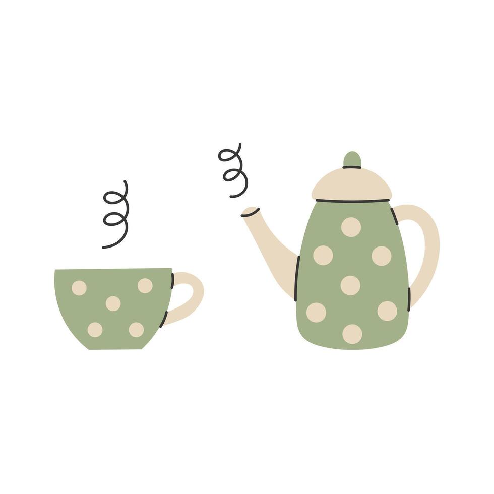 Teapot and Cup with Steam vector