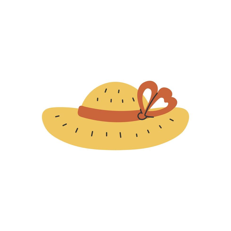 Straw Hat with Ribbon vector