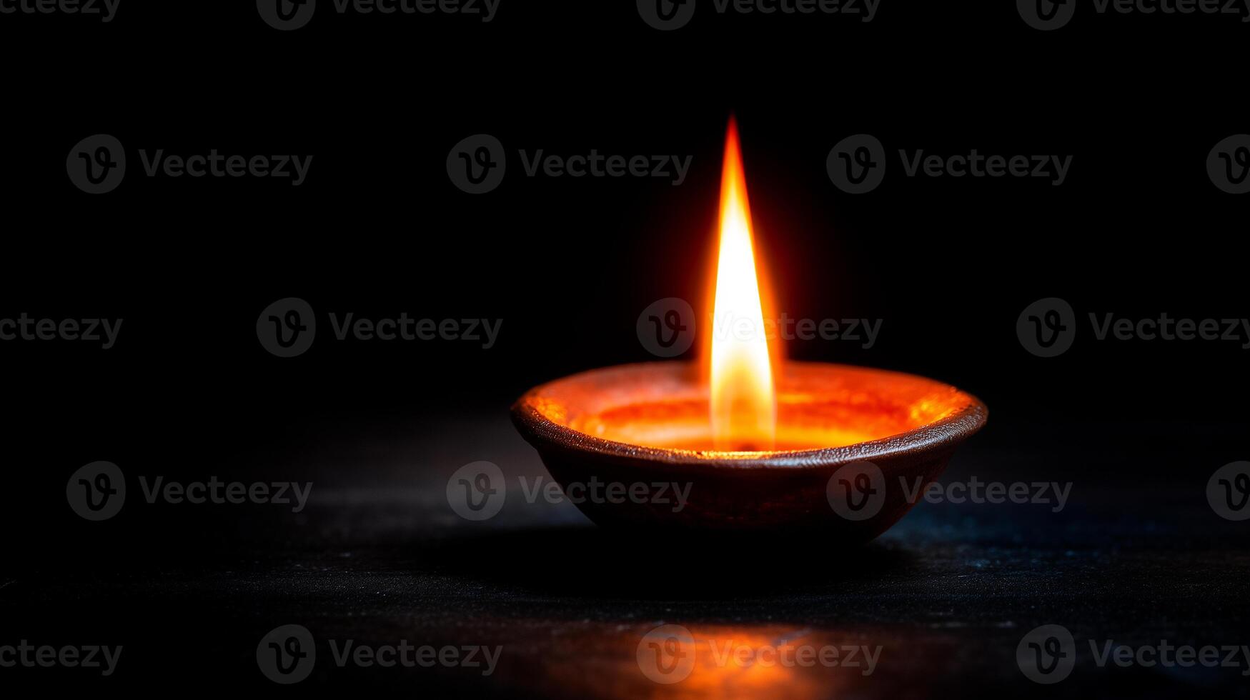 Natural Elements Fire Burning in Clay Diya Lamps Still Life photo