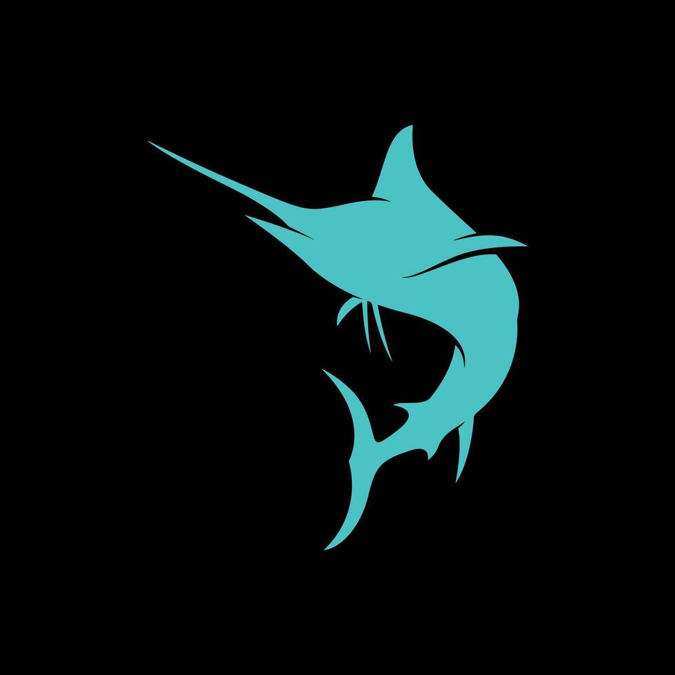Blue Marlin Fish Silhouette Design. vector