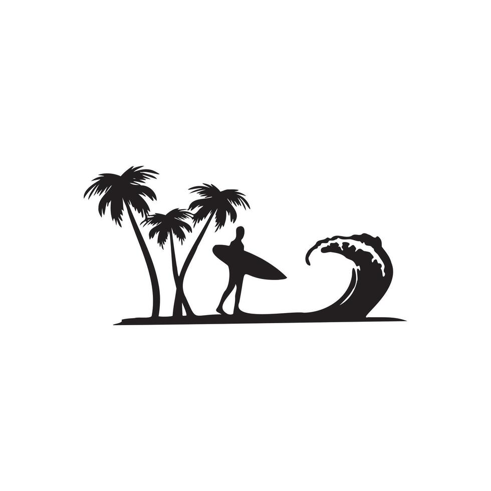 Surfer beach wave silhouette design. vector