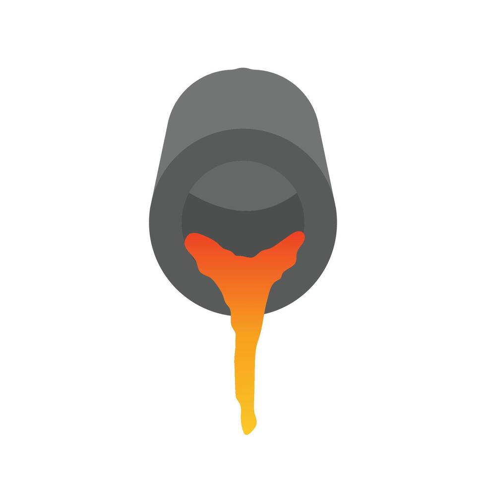 Graphite Crucible Pouring Molten Metal Flat Illustration. Clean Icon Design Element on Isolated White Background vector