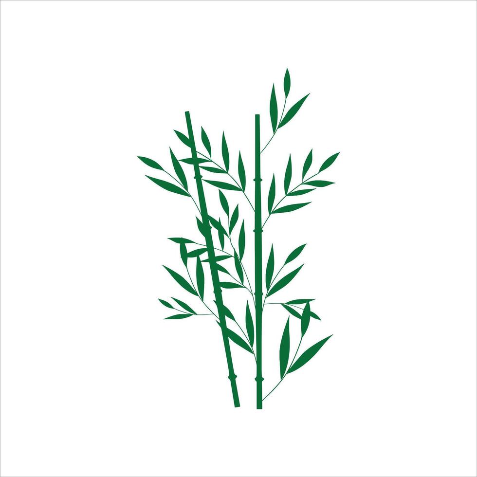 Green bamboo plant silhouette illustration. vector