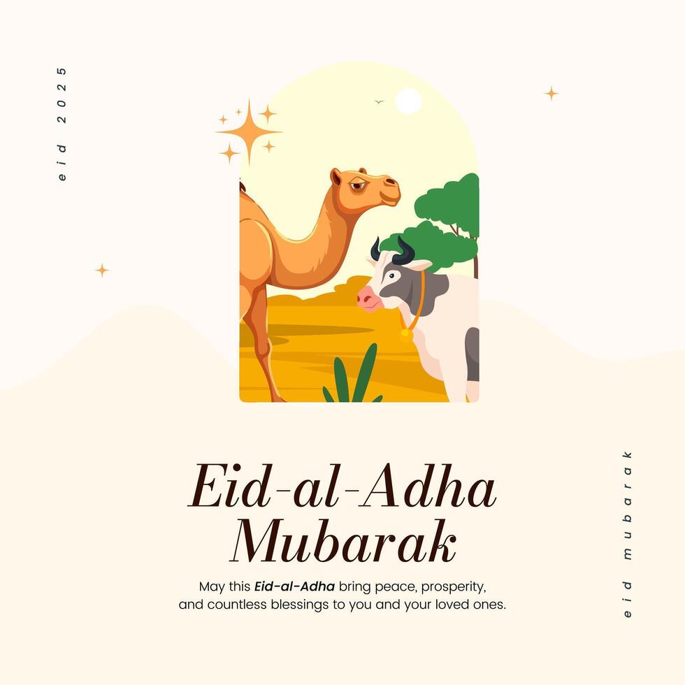 Eid ul Adha Mubarak Social Media Template with Muslim Background vector