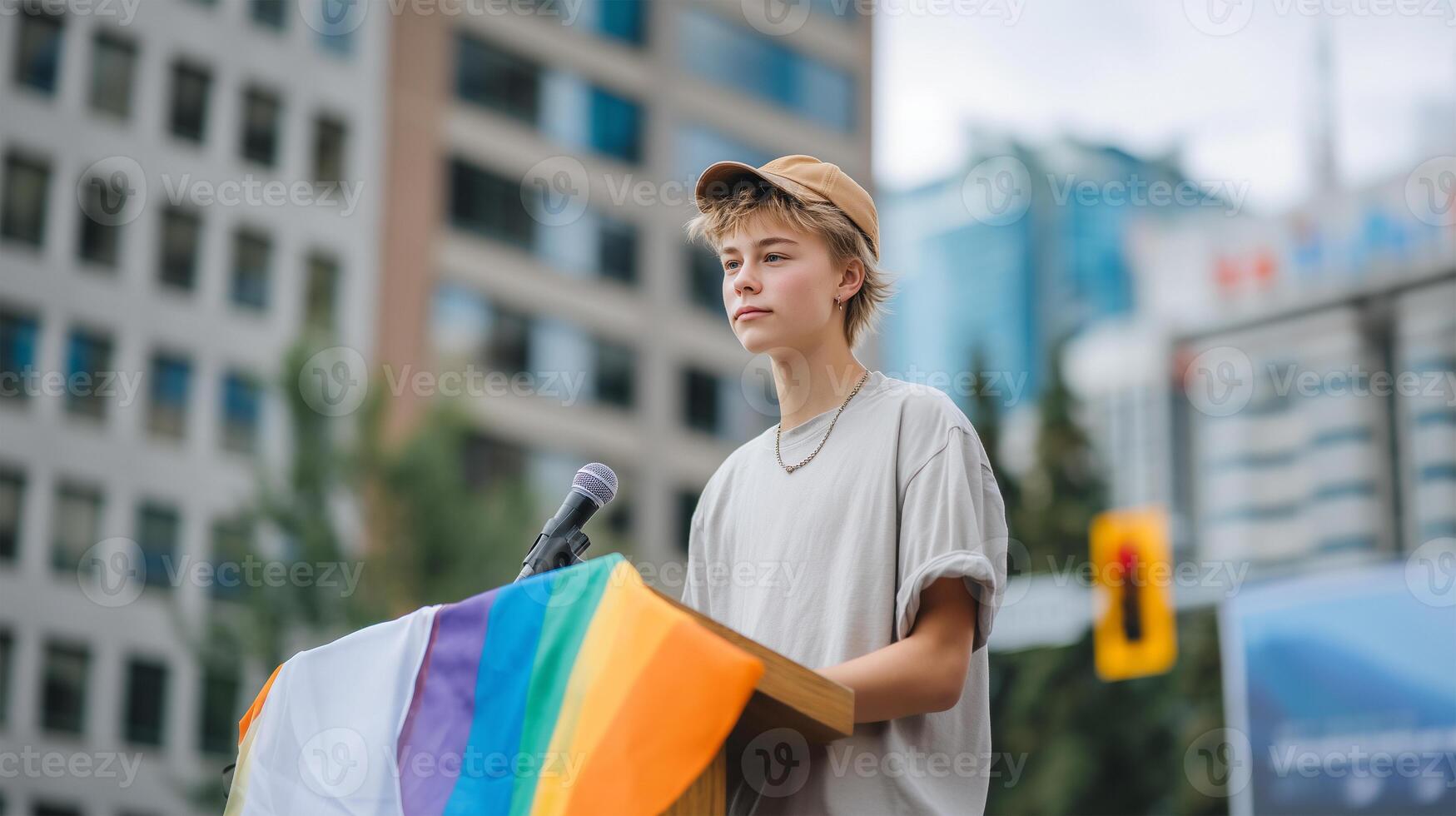 Young voice for equality at pride month event photo