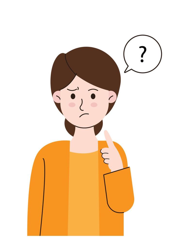 Woman Thinking with a Question Mark vector