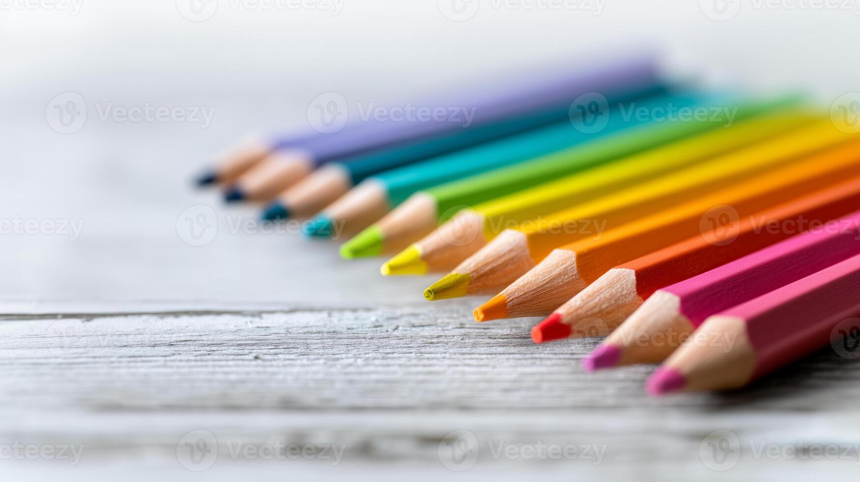 Artistic drawing tools displaying spectrum from pink to purple photo
