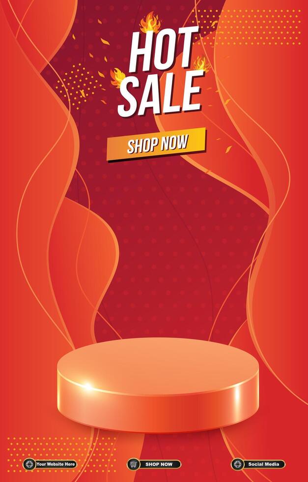 hot sale discount portait template banner with blank space 3d podium for social media post product sale with abstract gradient background design vector