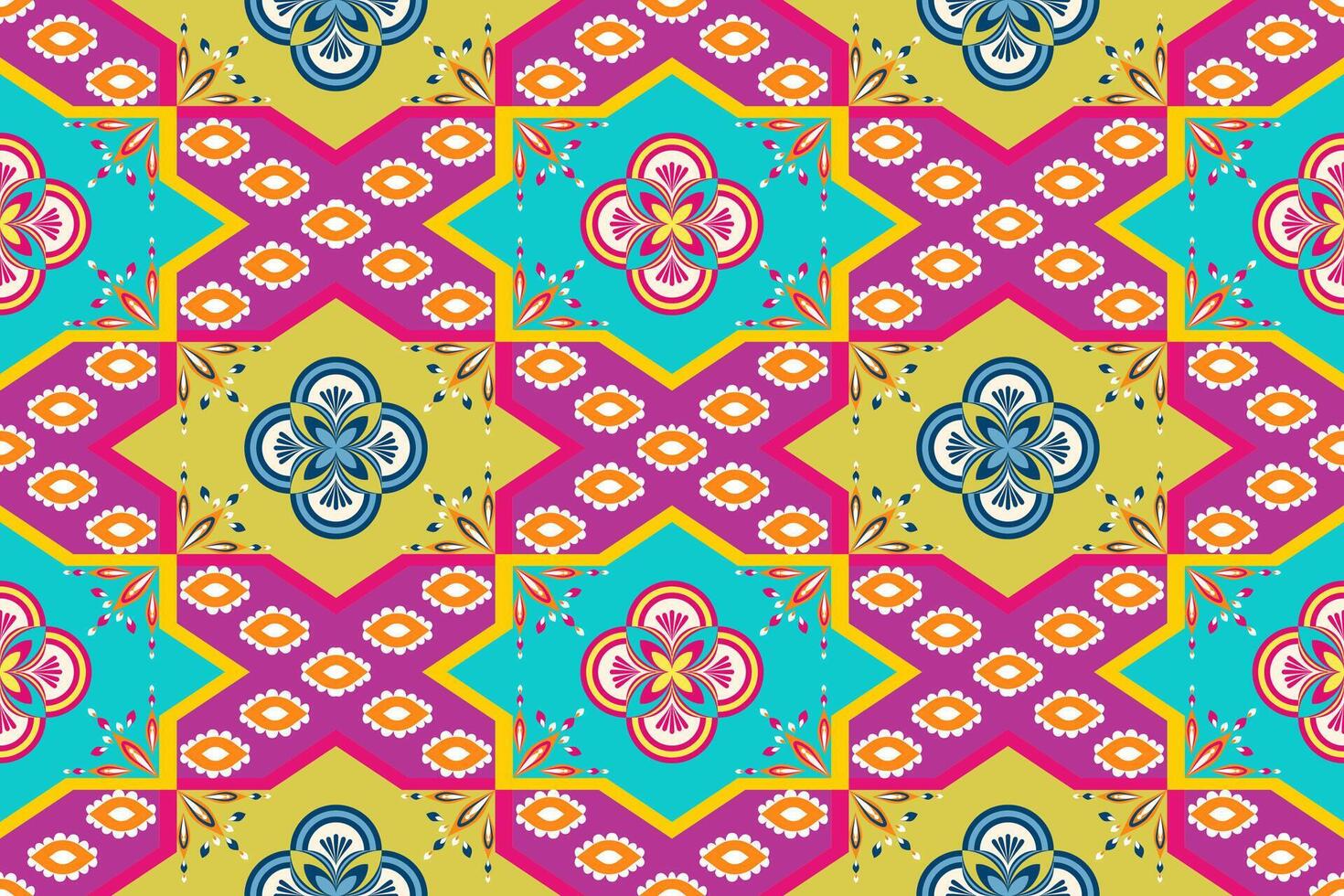 Colorful geometric ethnic textile pattern. Geometric floral pattern. vector